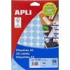 Samolep.etikety APLI kulat� modr� pr�m�r 19mm pastelov� 100 ks/A4
