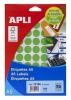 Samolep.etikety APLI kulat� zelen� pr�m�r 19mm pastelov� 100 ks/A4
